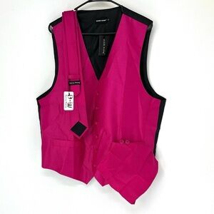 Berry Wang Pink Vest Tie cuff links set XL